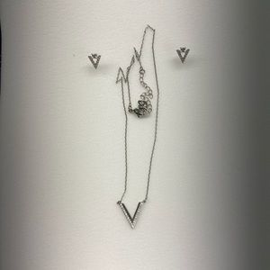 Swarovski Necklace and earrings. Silver with clear stones.